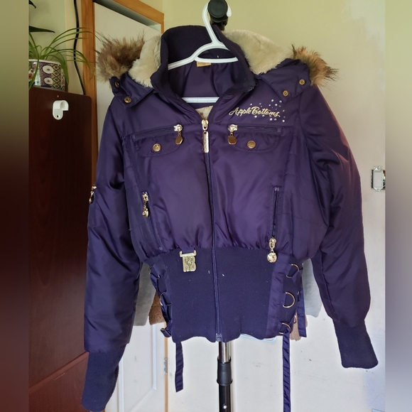 Apple Bottoms Jackets & Blazers - 🔥 Apple Bottoms Y2K Bomber Puffer Jacket – Purple w/ Faux Fur & Rhinestones